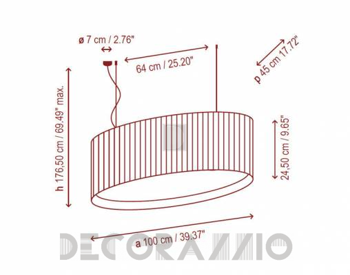 Светильник  потолочный подвесной Bover MEI OVAL - MEI OVAL