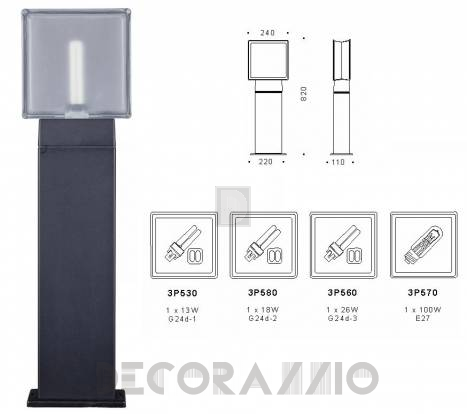 Светильник уличный напольный  (Уличный фонарь) Surya Brick - 3P570