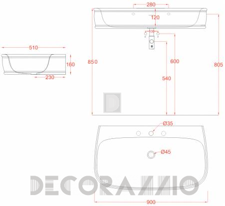 Подвесная раковина Artceram AZULEY - AZL004