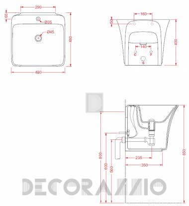 Подвесная раковина Artceram COW - CWL001 01 00