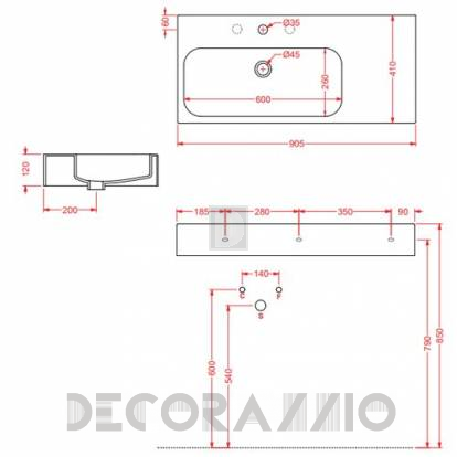 Подвесная раковина Artceram BLOCK - BKL002