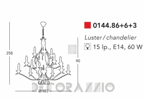 Светильник  потолочный подвесной (Люстра) Kolarz BUCKINGHAM - 0144.86+6+3