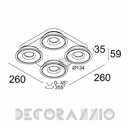 Светильник  потолочный накладной (Светильник потолочный) Delta Light TWEETER - 280 60 84 822 W