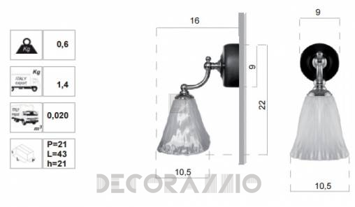 Светильник  настенный накладной (Бра) Lineatre Novecentottanta Legno - 40050