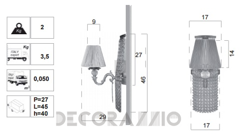 Светильник  настенный накладной (Бра) Lineatre Strass - 99805