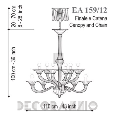 Светильник  потолочный подвесной (Люстра) Seguso Spica - EA159/12