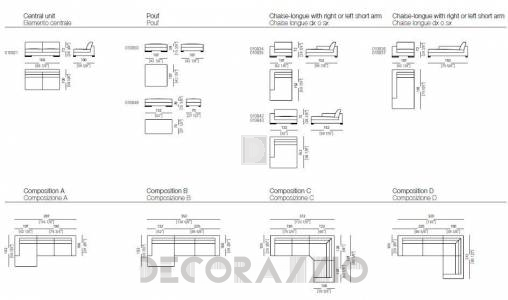 Диван модульный Arketipo Best - 010831(010832)+010835(010834)