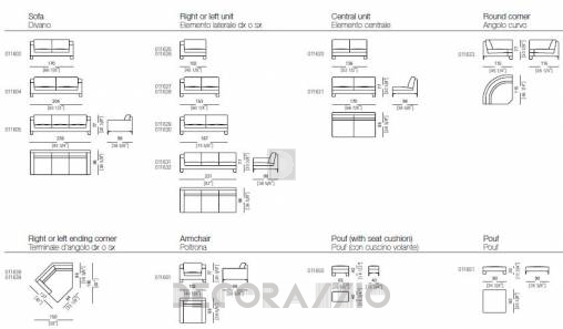 Диван модульный Arketipo Easy - 011630+011636