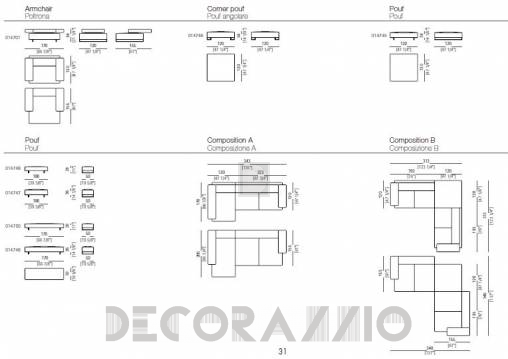 Диван модульный Arketipo Loft - 014729(014730)+014735(014734)