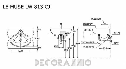 Подвесная раковина Toto Le Muse - lw813cj