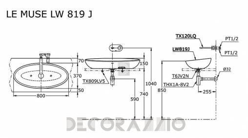 Накладная раковина Toto Le Muse - lw819j