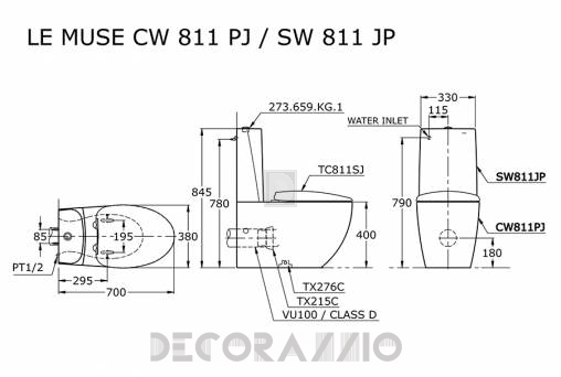 Унитаз Toto Le Muse - cw811pj+sw811jp+tc811sj