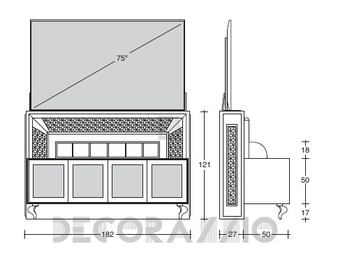 ТВ-аудио стойка Vismara Design Mosaik - TV-Lift&Bar-182-Mosaik