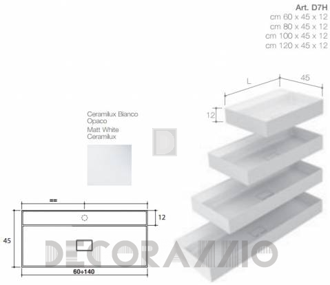 Накладная раковина Falper Quattro Zero - D7H_1_60