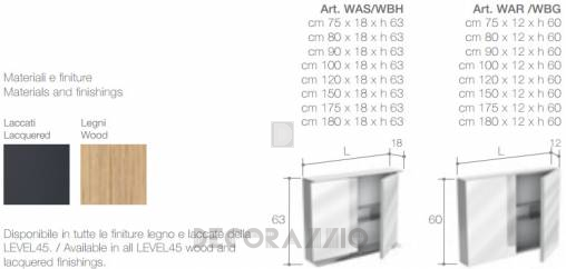 Полка навесная Falper Level 45 - WAS/WBH_75x18x63