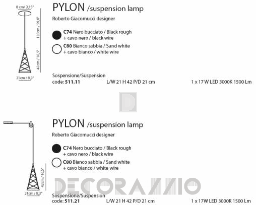 Светильник  потолочный подвесной (Люстра) Tooy Pylon - 511.11_c74