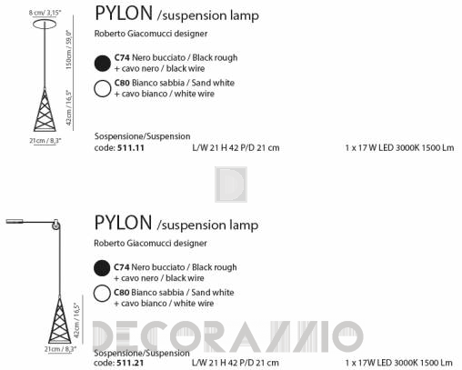 Светильник  потолочный подвесной (Люстра) Tooy Pylon - 511.21_c74