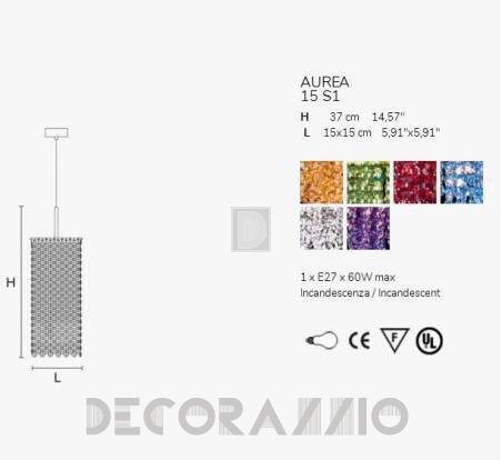 Светильник  потолочный подвесной (Люстра) Masiero Aurea - Aurea 15 S1