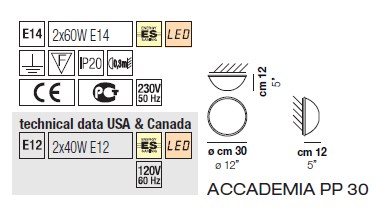 Светильник  потолочный/настенный накладной (Светильник) Vistosi Accademia - accademia_pp_30