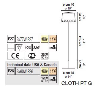 Светильник  напольный (Торшер) Vistosi Cloth - cloth-pt-g