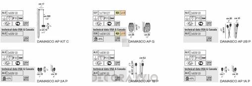 Светильник  настенный  (Светильник) Vistosi Damasco - damasco-ap-1b-p