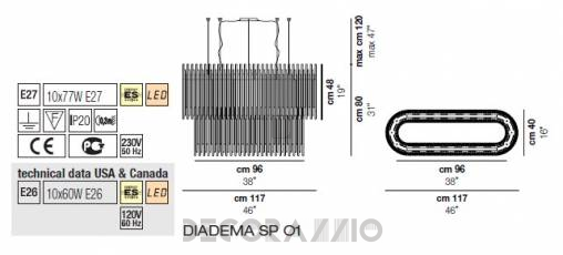 Светильник  потолочный подвесной (Люстра) Vistosi Diadema - diadema-sp-o1