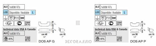 Светильник  настенный накладной (Бра) Vistosi Dos - dos-ap-g