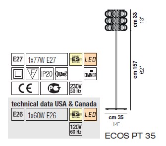 Светильник  напольный (Торшер) Vistosi Ecos - ecos-pt-35