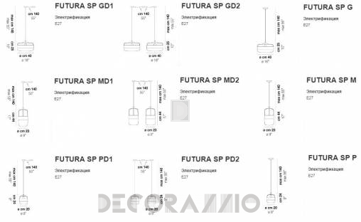 Светильник  потолочный подвесной (Светильник подвесной) Vistosi Futura - futura-sp-g