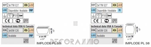 Светильник  потолочный  (Светильник) Vistosi Implode - implode-pl-50