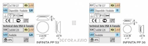 Светильник  настенный накладной (Бра) Vistosi Infinita - infinita-pp-36