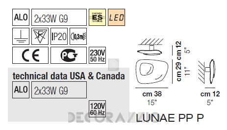 Светильник  потолочный/настенный  (Светильник) Vistosi Lunae - lunae-pp-p