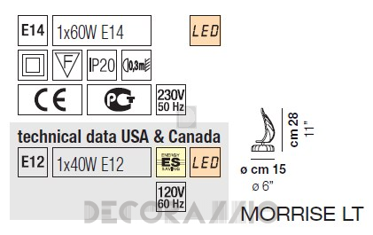 Светильник  настольный (Настольная лампа) Vistosi Morrise - morrise-lt
