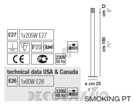 Светильник  напольный (Торшер) Vistosi Smoking - smoking-pt