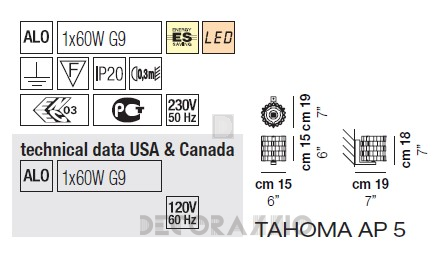 Светильник  настенный накладной (Бра) Vistosi Tahoma - tahoma-ap-5