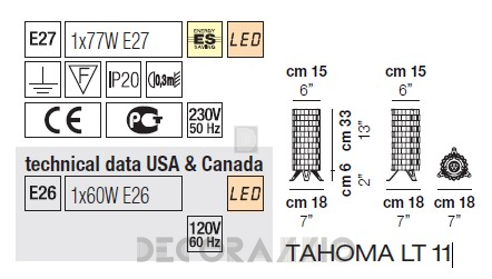 Светильник  настольный (Настольная лампа) Vistosi Tahoma - tahoma-lt-11