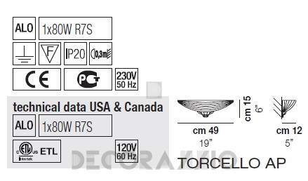 Светильник  настенный  (Светильник) Vistosi Torcello - torcello-ap