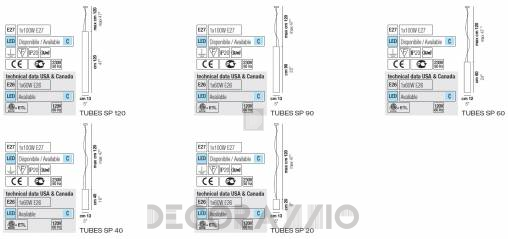 Светильник  потолочный подвесной (Люстра) Vistosi Tubes - tubes-sp-120