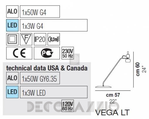 Светильник  настольный (Настольная лампа) Vistosi Vega - vega-lt