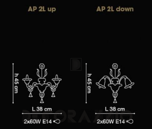 Светильник  настенный накладной (Бра) Light4 Ducale - ducale AP 2L up