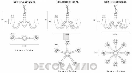 Светильник  потолочный подвесной (Люстра) Light4 Seahorse - seahorse SO 8L gold