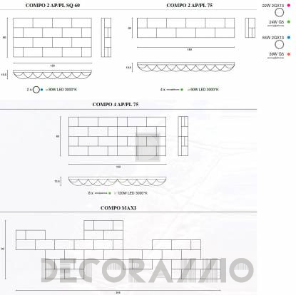 Светильник  потолочный/настенный накладной (Светильник) Light4 Brick - brick compo 2 SQ 60