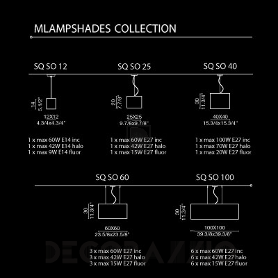 Светильник  потолочный подвесной (Люстра) Light4 Ampshades - ampshades SQ SO 60