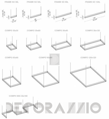 Светильник  потолочный подвесной (Люстра) Light4 Frame - frame compo 30x120