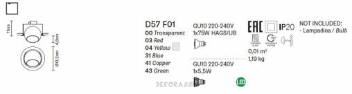 Светильник  потолочный врезной (Спот) Fabbian Beluga Colour - D57 F01 31