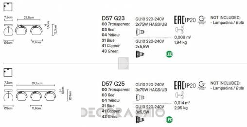 Светильник  потолочный накладной (Спот) Fabbian Beluga Colour - D57 G23 43