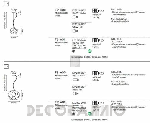 Светильник  потолочный подвесной (Люстра) Fabbian Cloudy - F21 A01 71