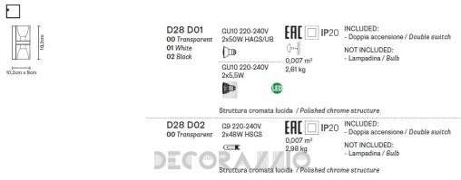 Светильник  настенный накладной (Бра) Fabbian Cubetto - D28 D01 02