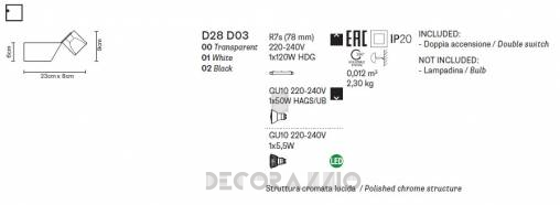 Светильник  настенный накладной (Бра) Fabbian Cubetto - D28 D03 00