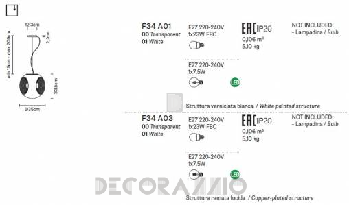 Светильник  потолочный подвесной (Люстра) Fabbian Eyes - F34 A01 00